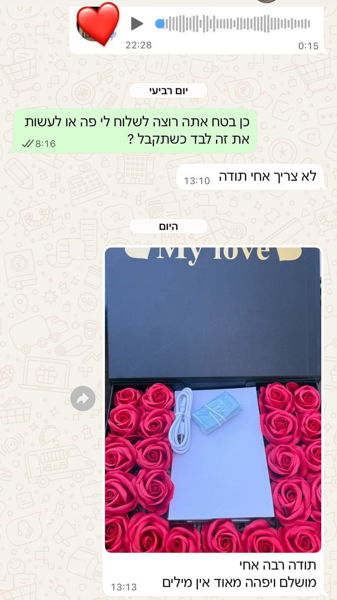 חוות דעת לקוח על מסך הזיכרונות